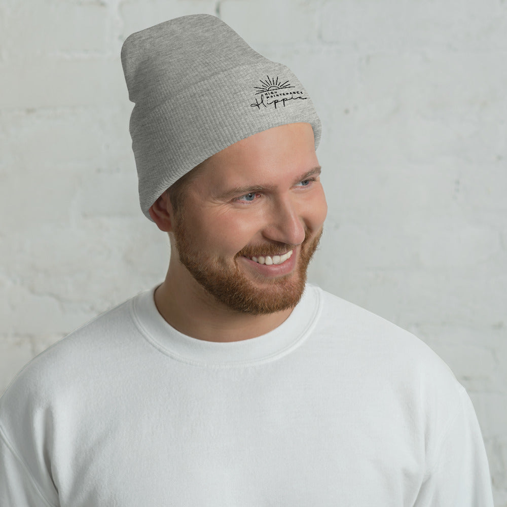 High-Maintenance Hippie Cuffed Beanie in Black