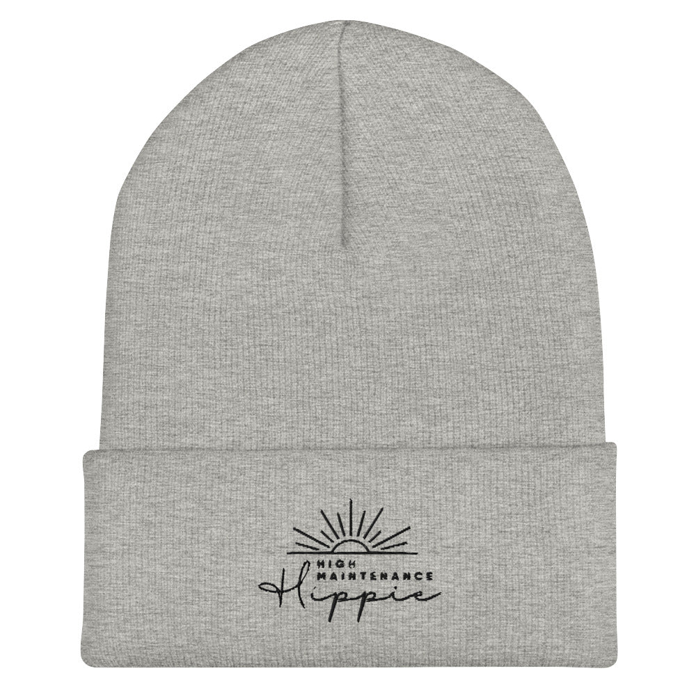 High-Maintenance Hippie Cuffed Beanie in Black