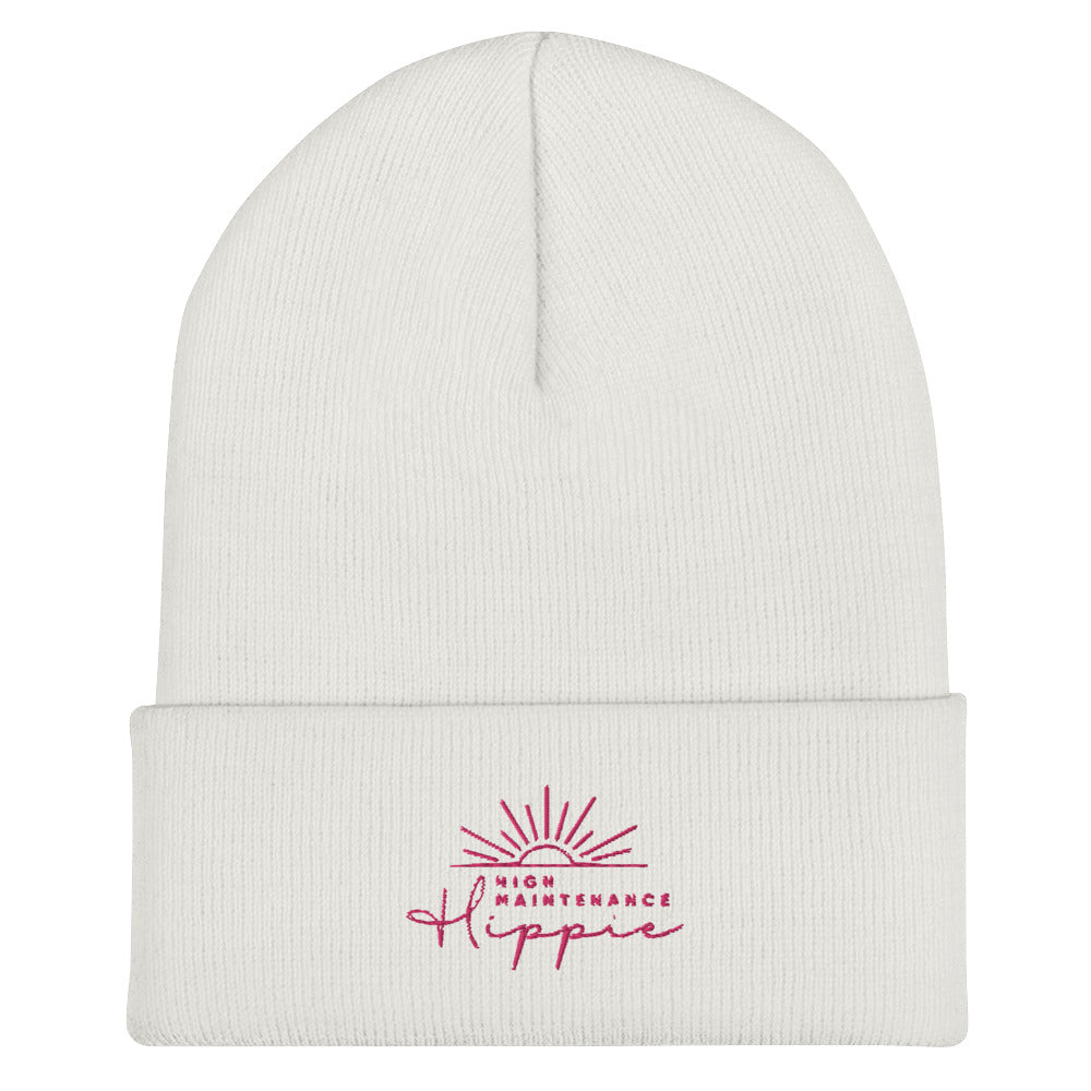 High-Maintenance Hippie Cuffed Beanie in Pink