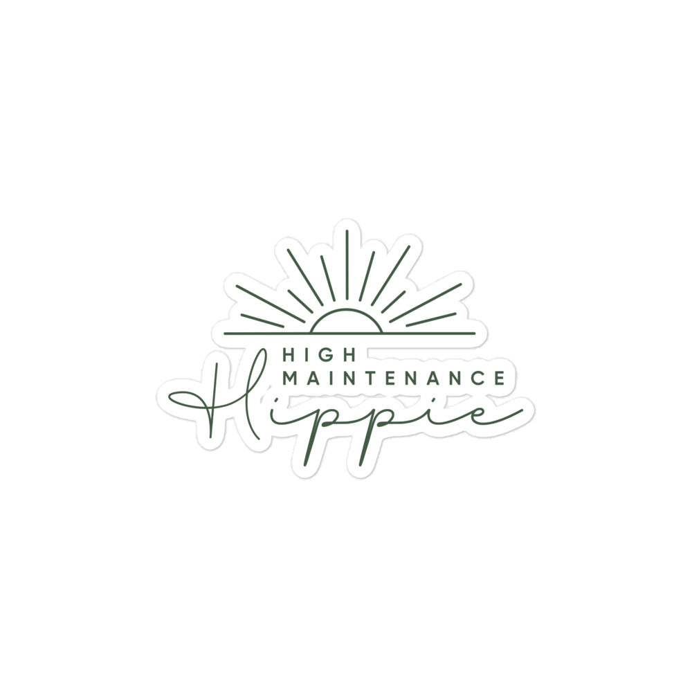 High-Maintenance Hippie Sticker in Dark Green