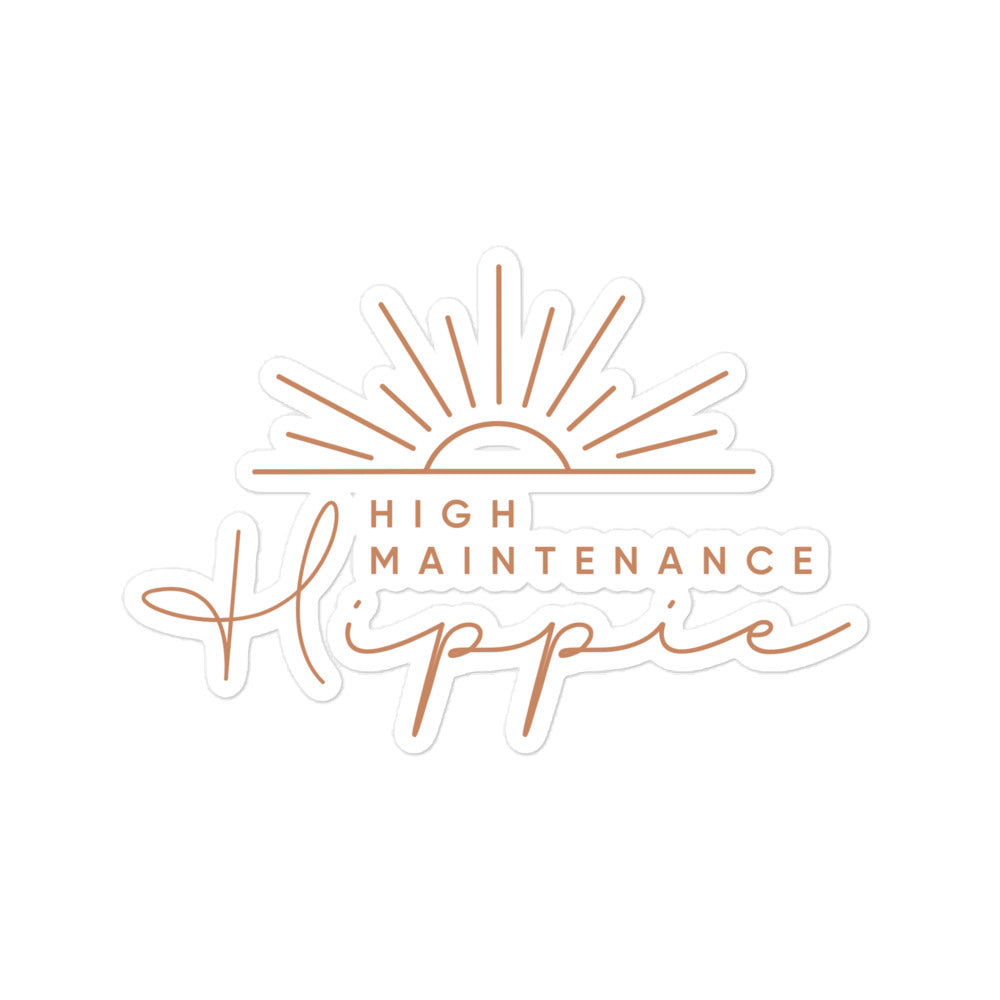 High-Maintenance Hippie Sticker in Camel