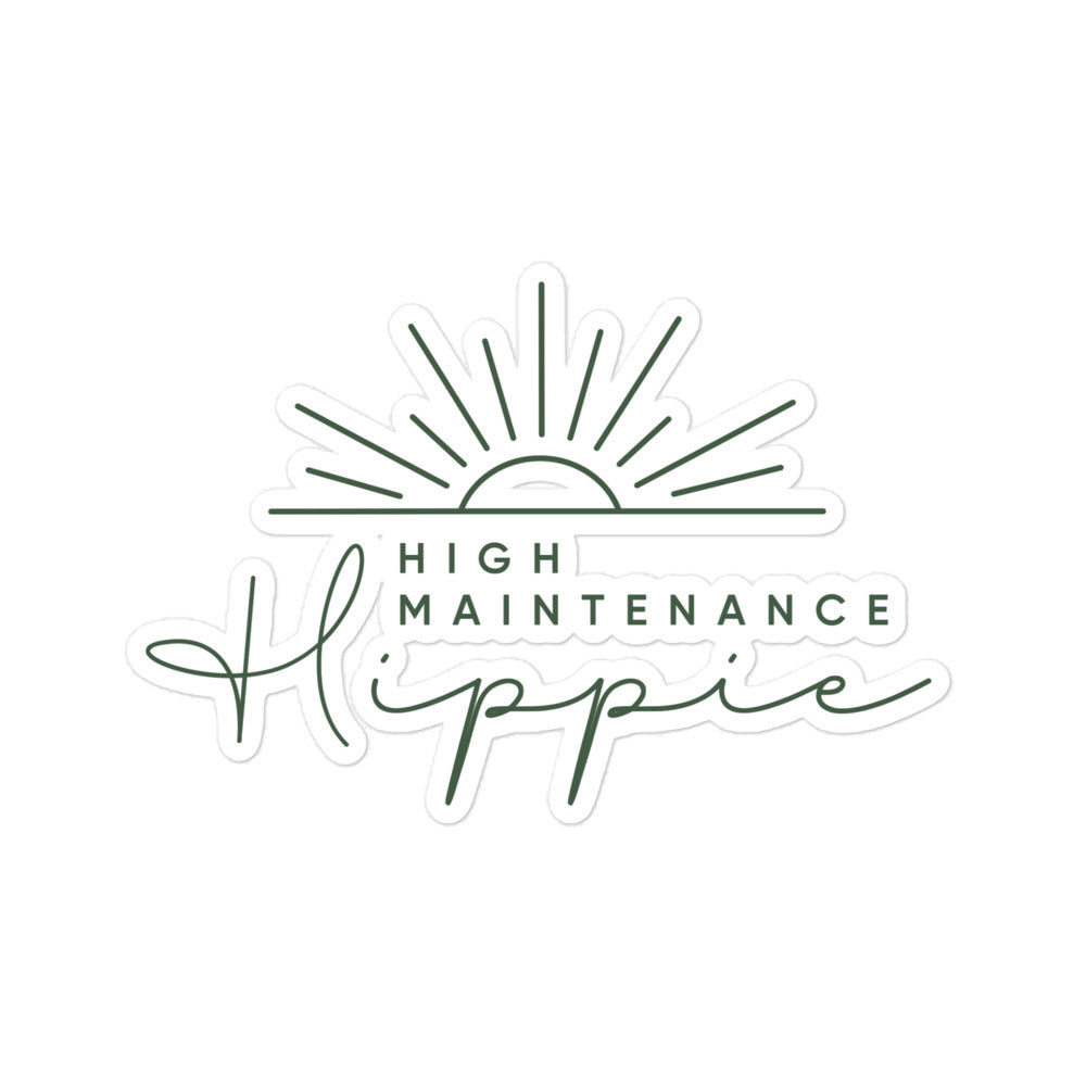 High-Maintenance Hippie Sticker in Dark Green