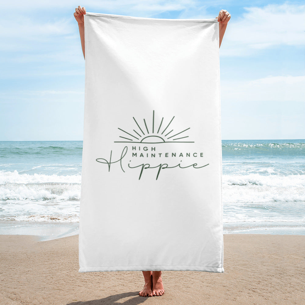 High-Maintenance Hippie Beach Towel in Dark Green