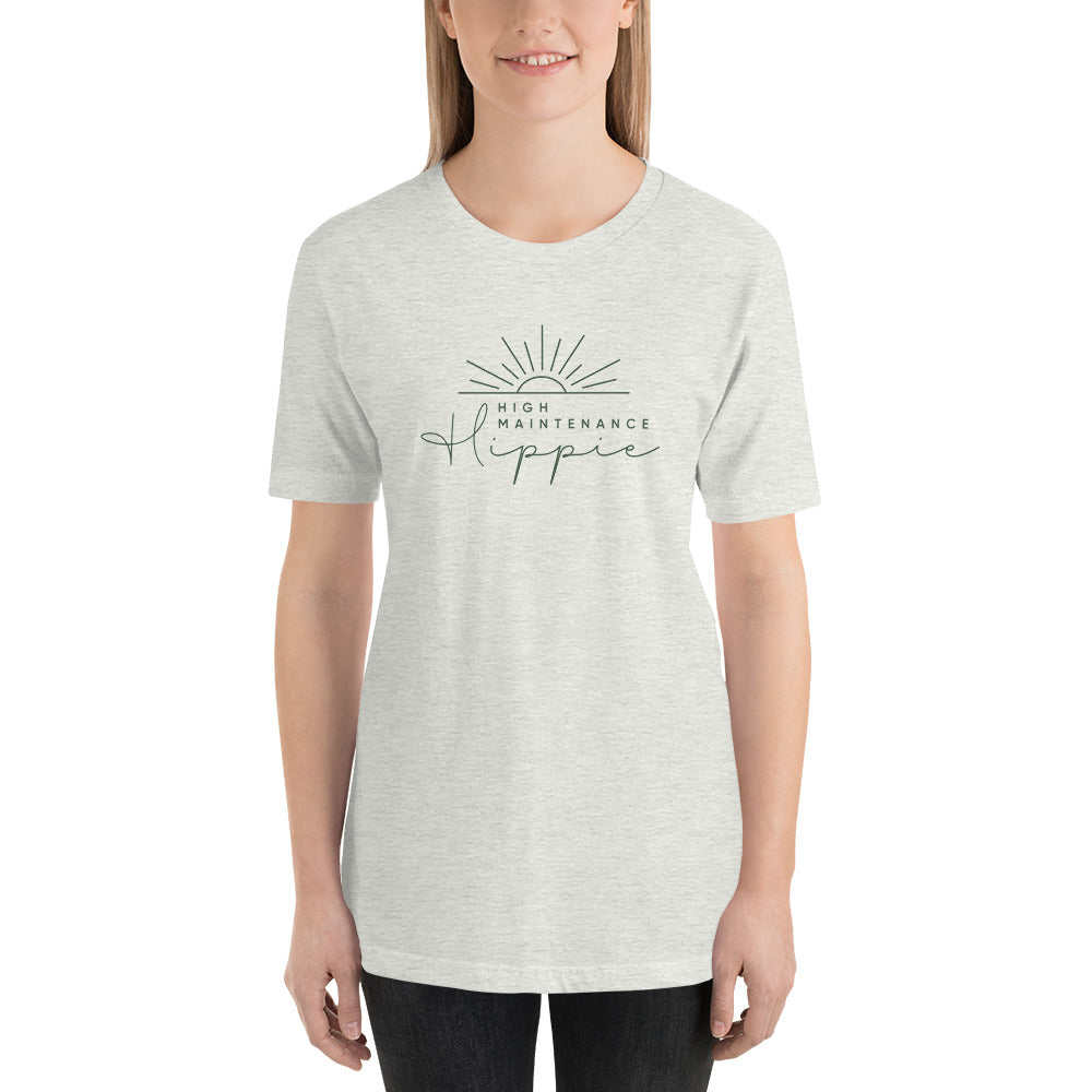 High-Maintenance Hippie Unisex Tee in Dark Green