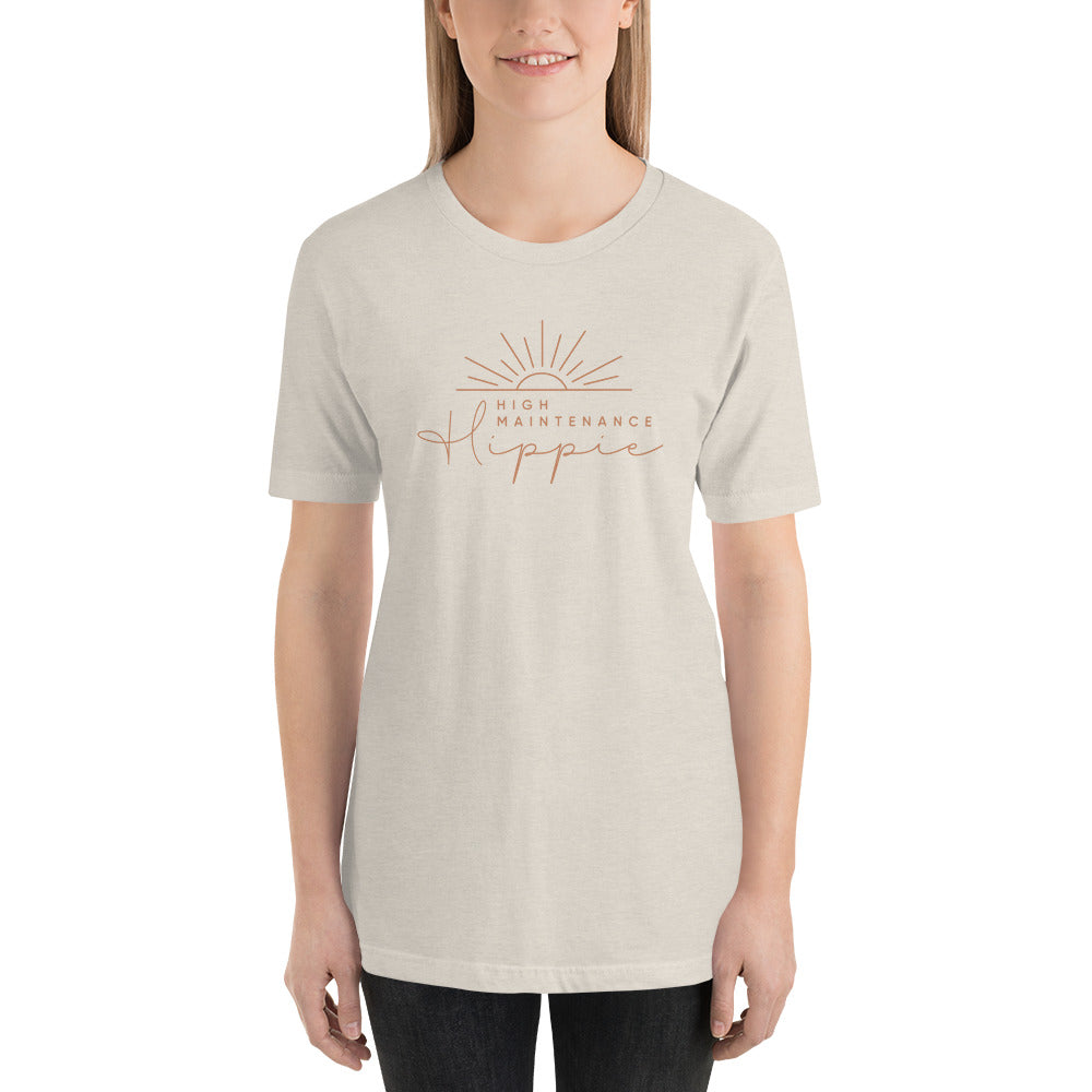 High-Maintenance Hippie Unisex Tee in Camel