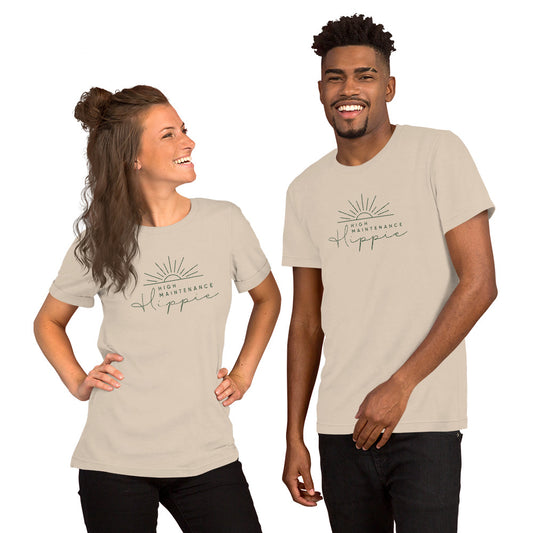 High-Maintenance Hippie Unisex Tee in Dark Green