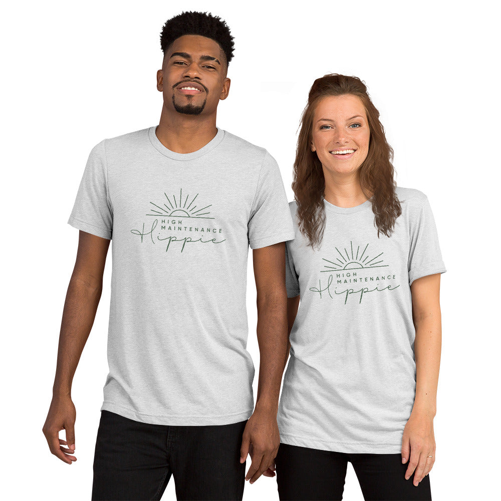 High-Maintenance Hippie Unisex Tri-Blend Tee in Dark Green