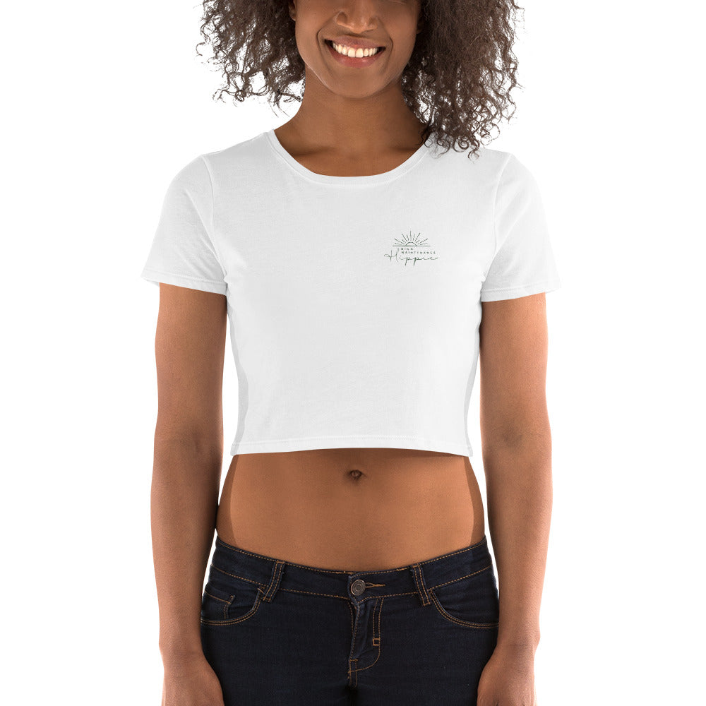 High-Maintenance Hippie Women’s Crop Tee in Dark Green